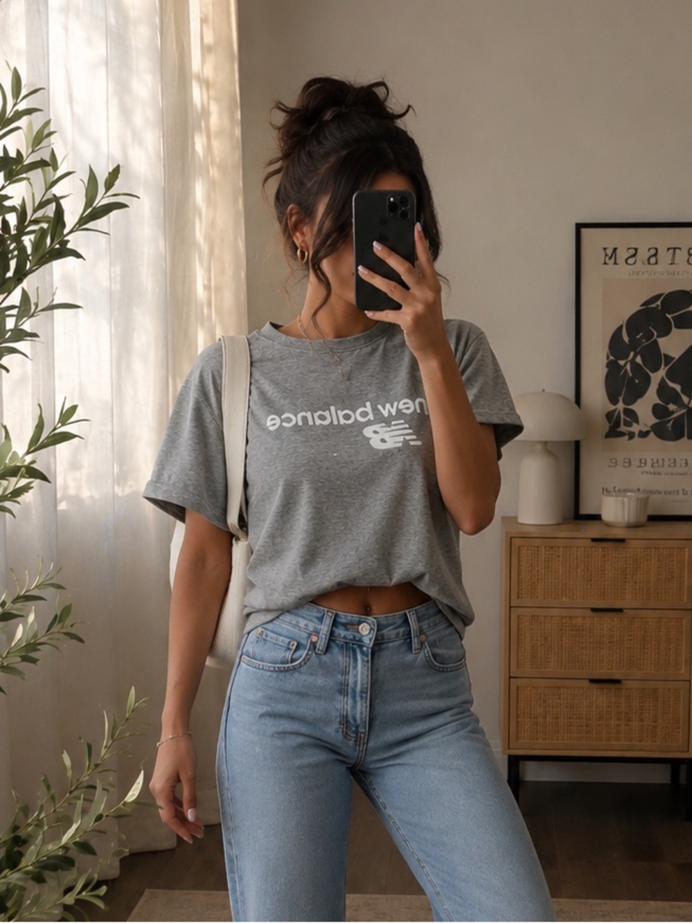 New Balance Heather Gray Logo Tee